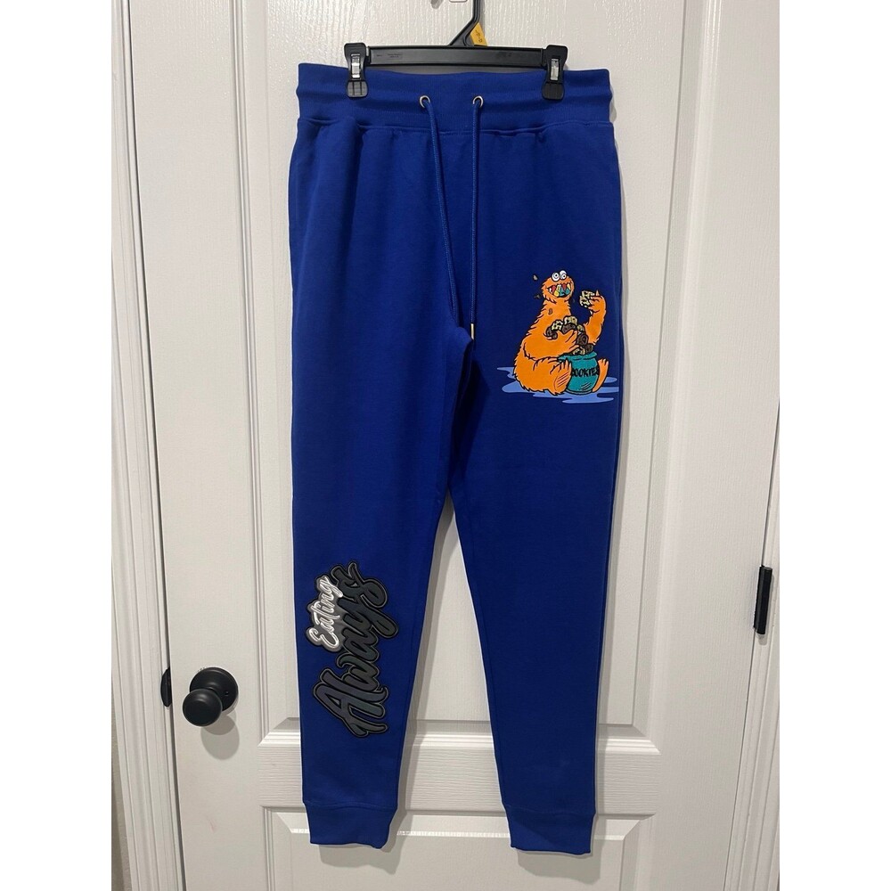 Genuine Eat More Cookies Blue Graphic Jogger Sweatpants Size Small